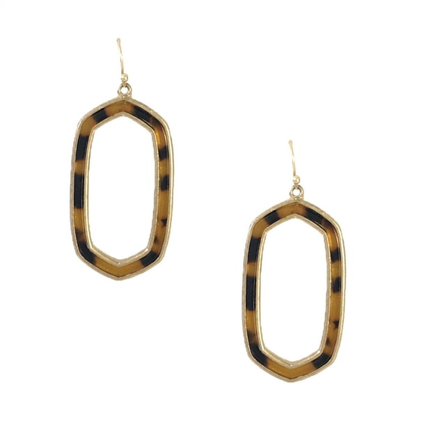 Popular Women's Alloy Drop Dangle Oval Tortoisesh Stud Hoop Earrings Jewelry